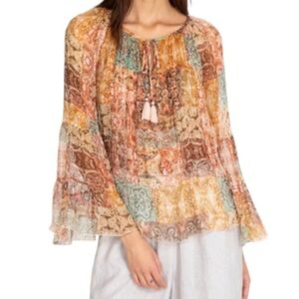 Johnny Was Kanarra 100% Silk Tiered blouse with matching cami